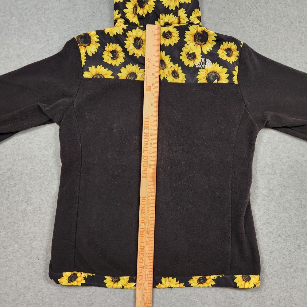 The North Face Jacket Womens Small Black Fleece Sunflower Print Denali Hooded - Picture 11 of 14